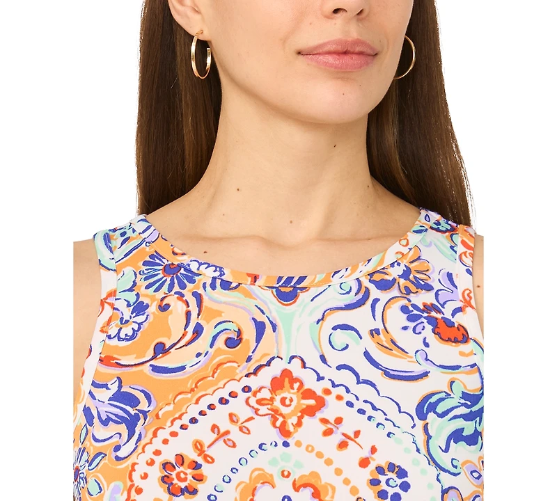 Msk Petite Printed Jersey Round Neck Shift Dress