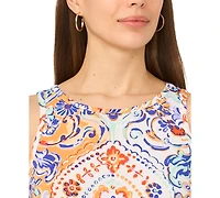 Msk Petite Printed Jersey Round Neck Shift Dress