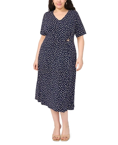 Msk Plus V-Neck Hardware Detail Midi Dress