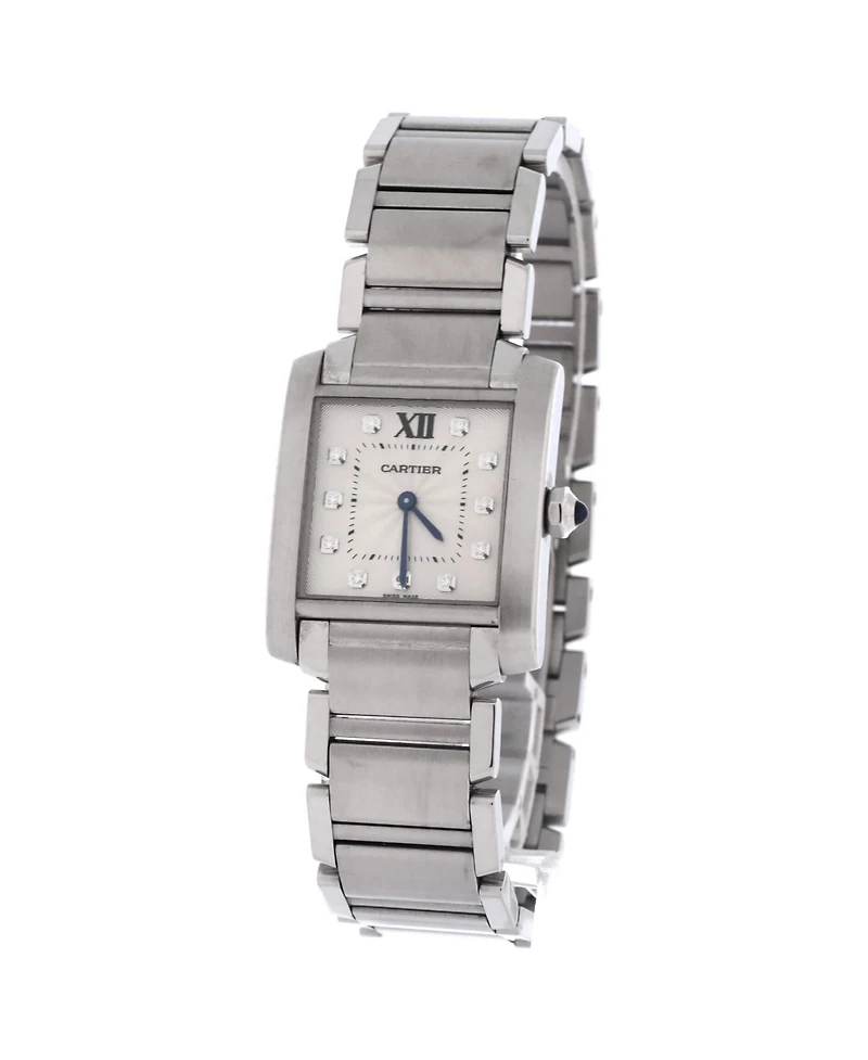 Pre-Owned Cartier Tank Francaise Quartz Watch in Stainless Steel with Diamond Markers 25mm