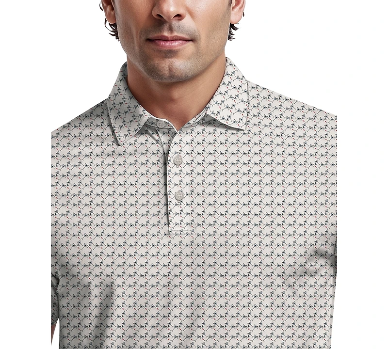 Pga Tour Men's Geometric Cocktail Print Golf Polo Shirt