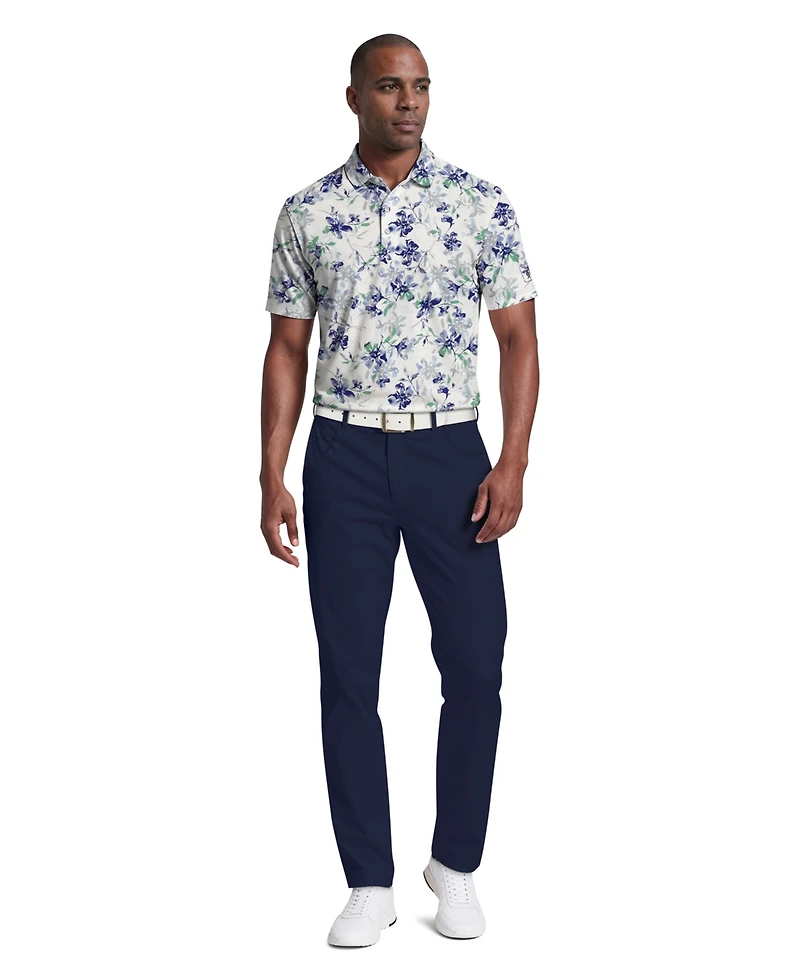 Pga Tour Men's Tie Dye Floral Print Golf Polo Shirt
