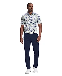 Pga Tour Men's Tie Dye Floral Print Golf Polo Shirt