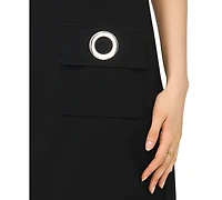 Msk Women's Sleeveless Grommet Pocket Shift Dress