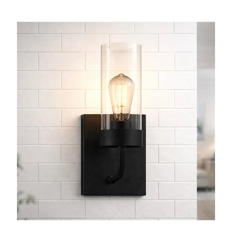Busdays Single Light Wall Sconce Clear Glass Metal Finish Modern Wall Light Fixture for Bathroom Bedroom Living Room