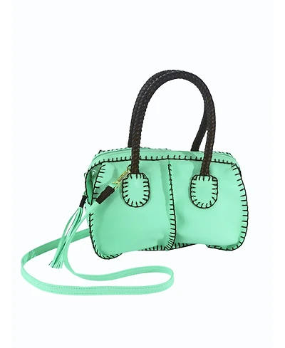 Carlos Falchi Mini Barrel Top Grain Leather Bag