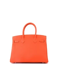 Pre-Owned HERMES Birkin 30 Handbag Orange Togo with Palladium Hardware