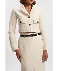 Karen Millen Women's Double Button Tweed Cropped Jacket