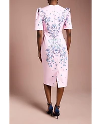 Coast Women's Puff Sleeve Floral Cotton Pencil Dress