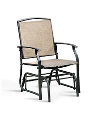 Costway 3PCS Patio Bistro Furniture Set Rocking Glider Chair Glass Table