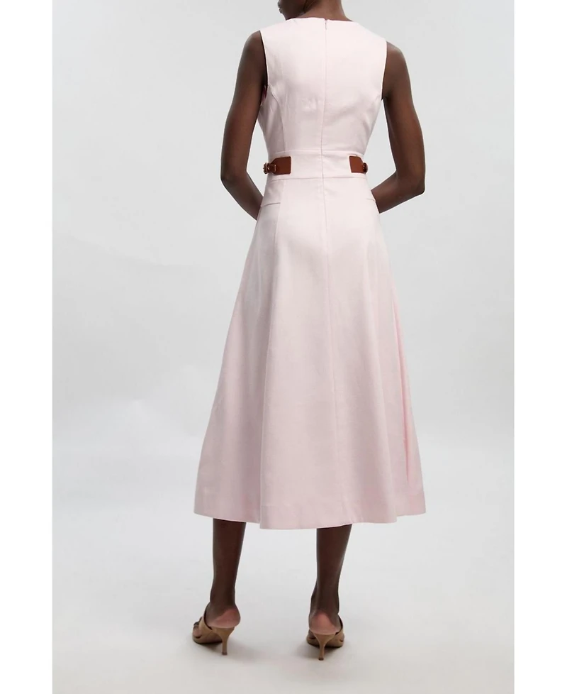 Karen Millen Women's Tailored Linen Full Midi Dress