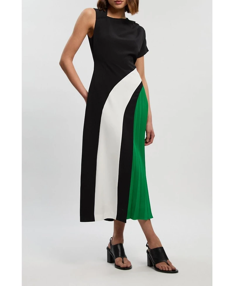 Karen Millen Women's Block Pleated Midi Dress