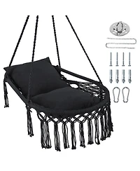 Sugift Macrame Hanging Swing Chair with Two Removable Cushions