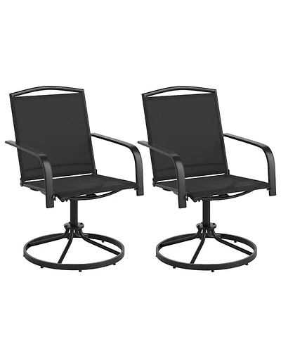 Gouun Outdoor 360 Degree Swivel Patio Chairs Set of 2 with High Back, Armrests and Breathable Seats