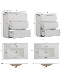 Sillysis 60 Inch Double Sink Bathroom Vanity Set, Ceramic Basins, Soft-Close Drawers, Handleless Design for Modern