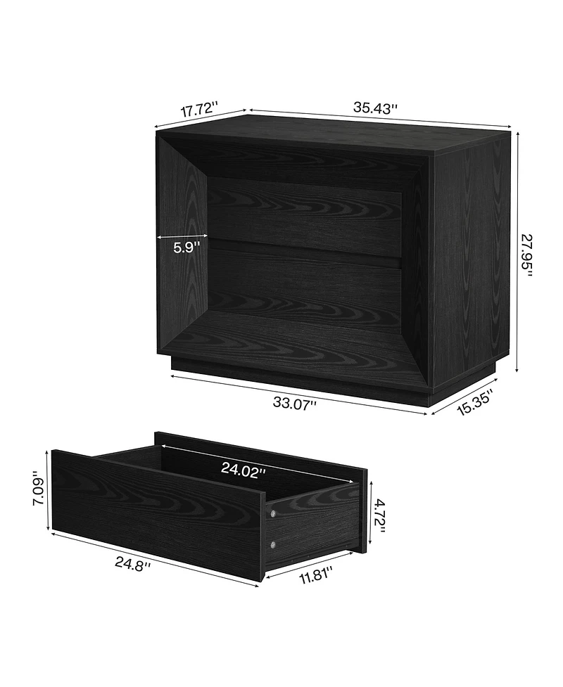Tribesigns Nightstand, Large Night Stand with 2 Drawers Set of 2, Oversized Nightstand Bedside Table Sofa End for Bedroom