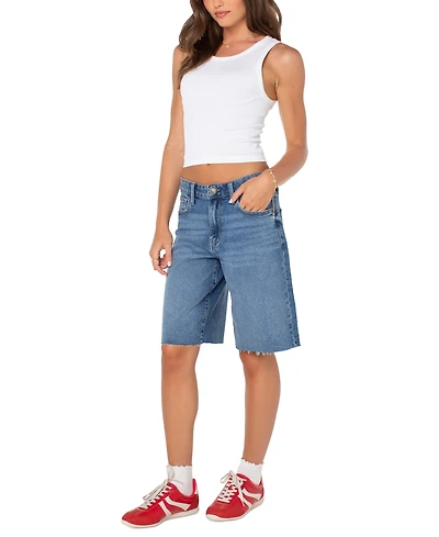 Celebrity Pink Women's High-Rise Raw-Hem Bermuda Shorts