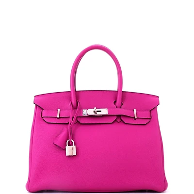 Pre-Owned HERMES Birkin 30 Handbag Pink Togo with Palladium Hardware