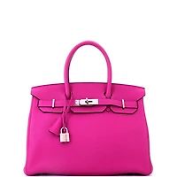 Pre-Owned HERMES Birkin 30 Handbag Pink Togo with Palladium Hardware