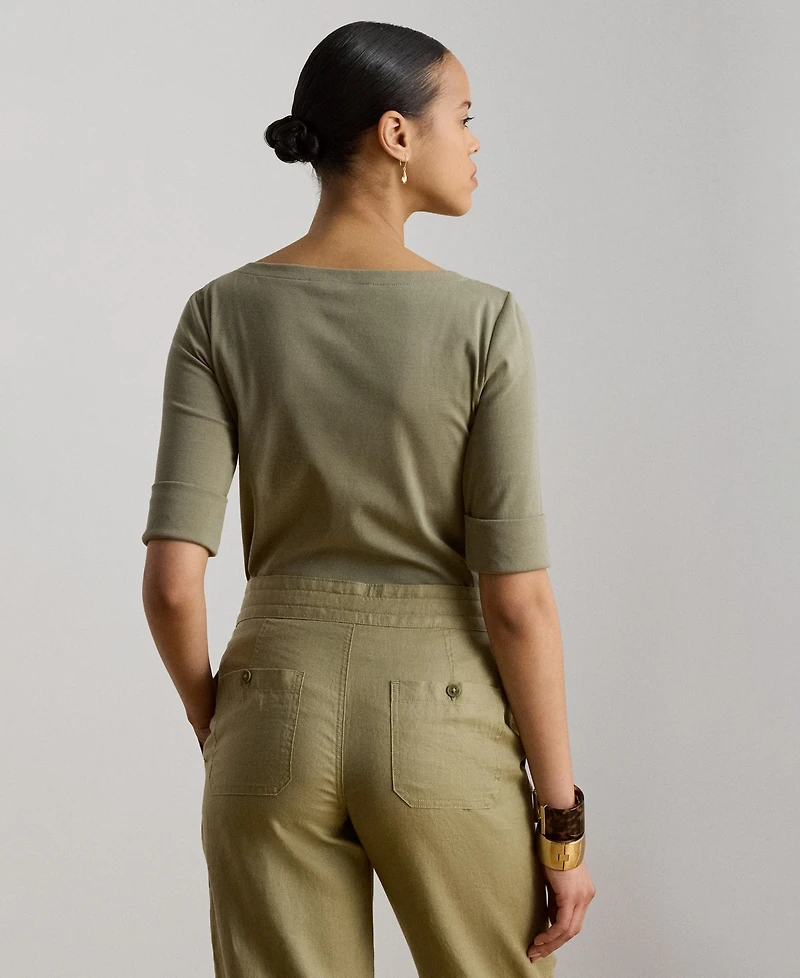 Lauren Ralph Stretch Cotton Boatneck T-Shirt