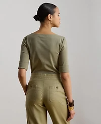 Lauren Ralph Stretch Cotton Boatneck T-Shirt
