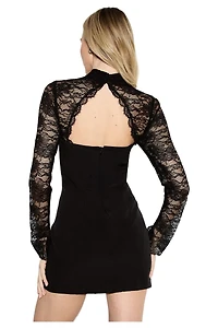 MissPap Women's Premium Lace Bonded Mini Corset Dress