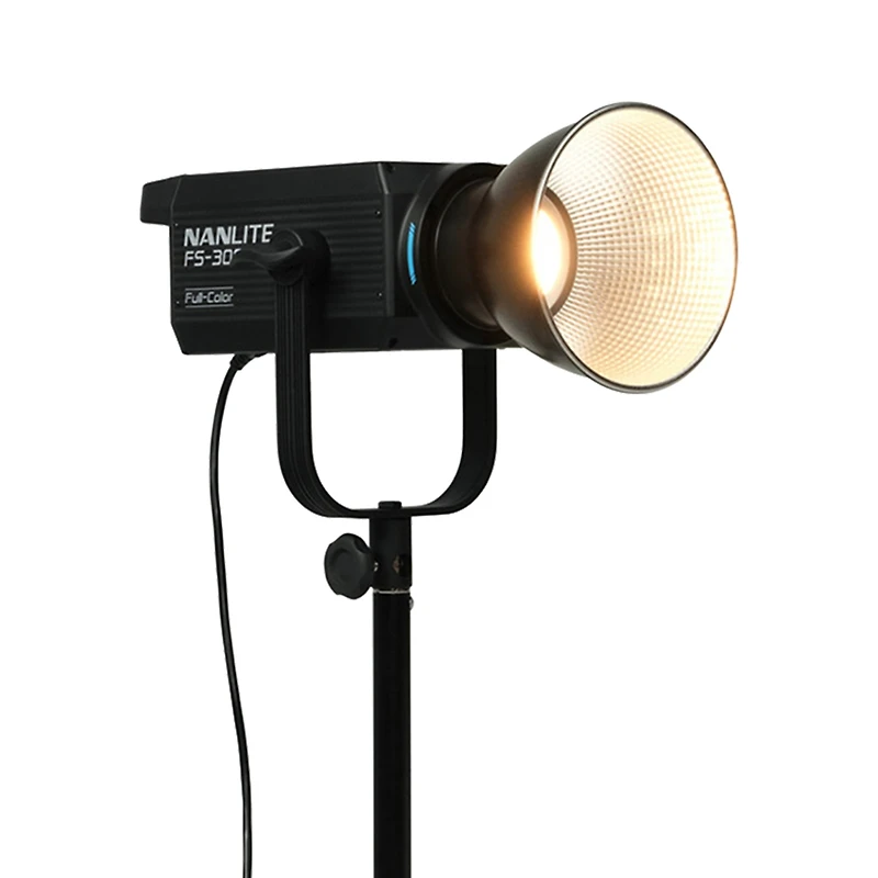 Nanlite Fs-300C Rgbw Cob Led Video Spotlight, Bundle with 65" Easy Lock Umbrella, Umbrella Diffuser and 9.5' Air-Cushioned Light Stand