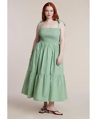 Eloquii Women's Plus Smocked Bodice Maxi Dress