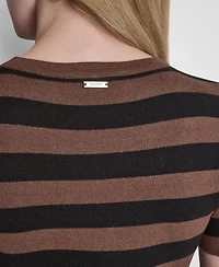 Dkny Jeans Women's Short-Sleeve Crewneck Striped Sweater