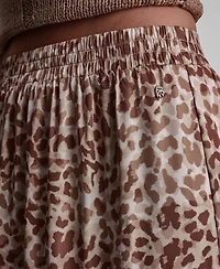 Dkny Jeans Women's Printed Elastic Waist Tiered Satin Skirt