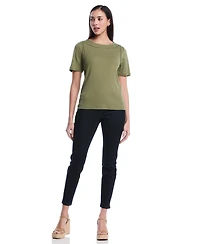 Rafaella Petite Pom Trim Detail Short-Sleeve Top