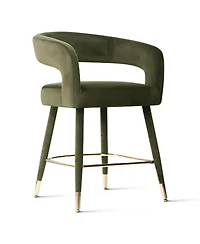 Maison Boucle 24" Counter Height Upholstered Velvet Bar Stools Set of 4, Open Back
