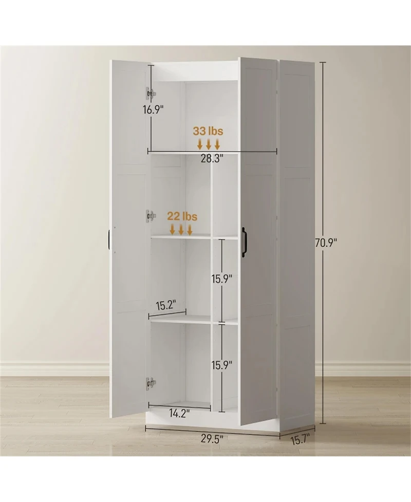 Clihome Modern Freestanding Kitchen Pantry Cabinet Storage Cabinet with Adjustable Shelves