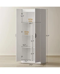 Clihome Modern Freestanding Kitchen Pantry Cabinet Storage Cabinet with Adjustable Shelves