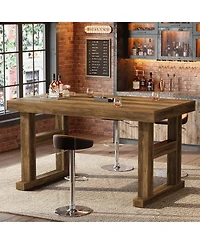 Tribesigns 63" Counter Height Bar Table, Industrial Bar Dining Table for 4-6, Kitchen Island Pub Table for Home Bar, Dining Room