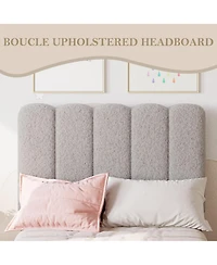 Homfan Modern Princess Style Twin Platform Bed Frame for Girls, Upholstered Soft Headboard, Sturdy Wooden Slats, No Box Spring Needed