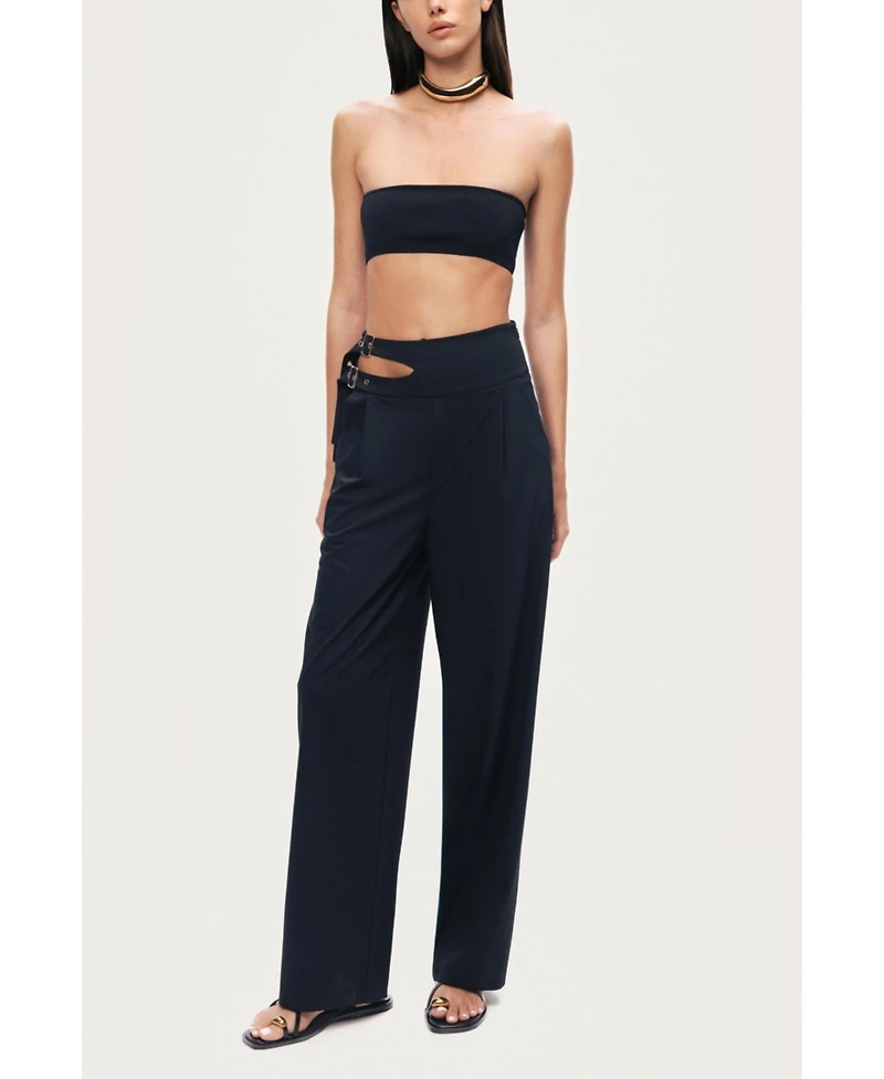 Nocturne Women's Cut-Out Waist Wide-Leg Pants