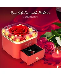 Gnuadz Preserved Rose Necklace Box Gift For Her Couple Mother Gift