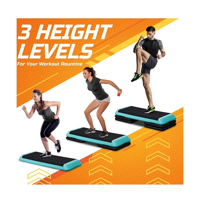Zeny Exercise Aerobic Step Platform, Adjustable Fitness Stepper with 4 Stackable Risers