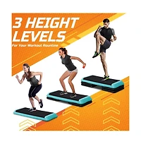 Zeny Exercise Aerobic Step Platform, Adjustable Fitness Stepper with 4 Stackable Risers