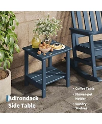 gaomon Hdpe Rocking Chair Outdoor Set of 4 with 2 Side Table - All Weather Resistant Poly High Back Porch Rocker Chairs