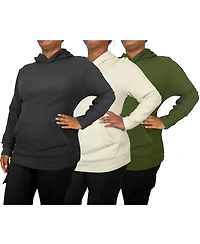 Blue Ice Women's Womeen's Loose Fit Waffle Knit Thermal Pullover Hoodie -3 Pack