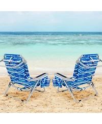 Gouun Foldable Backpack Beach Chair with Cup Holder and Storage Pockets, 5-Position Backrest