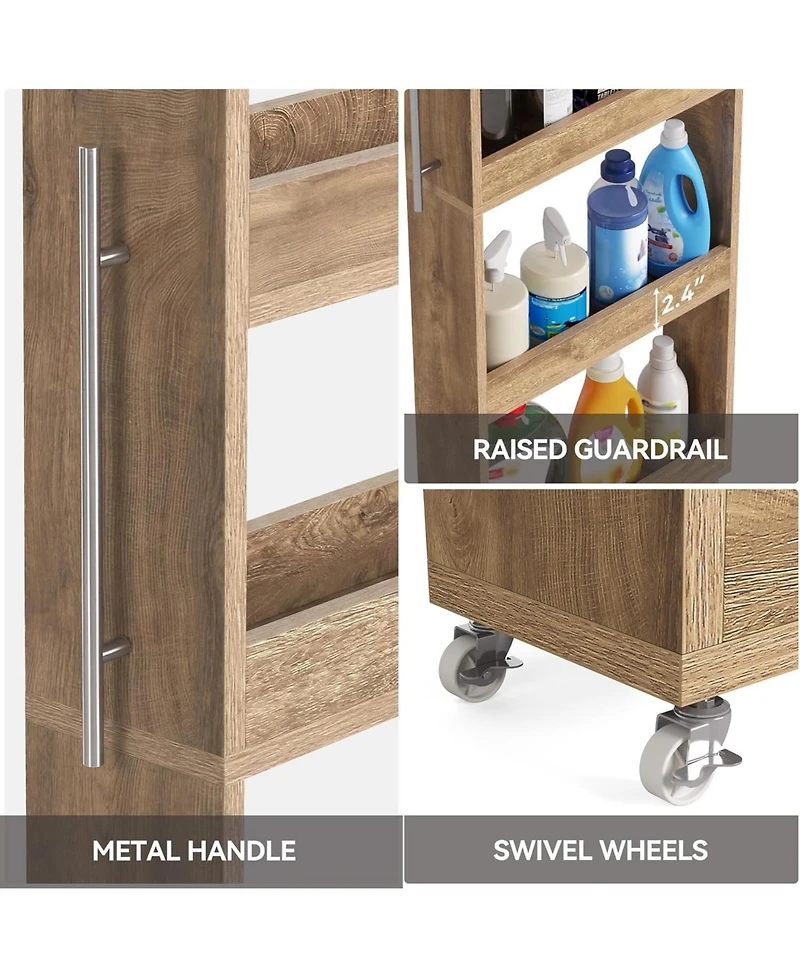 Tribesigns 5-Tier Tall Narrow Storage Cart on Wheels, 63 '' Mobile Shelf Organizer, Rolling Utility for Kitchen, Dining Room, Small Spaces