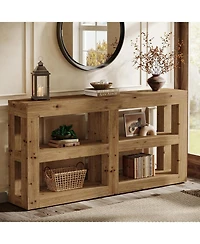 Tribesigns Solid Wood Console Table with Storage, 63" Entryway Table with 4 Cubes, Farmhouse 3-Tier Console