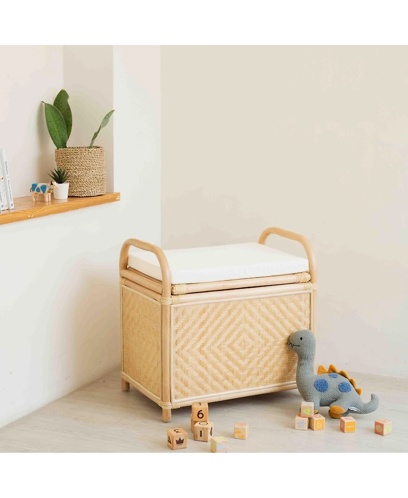 Momiji Mia Handcrafted Rattan Storage Trunk and Bench Seating with cushion