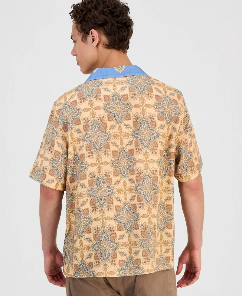 Guess Men's Napa Linen Casa Blanca Short-Sleeve Shirt