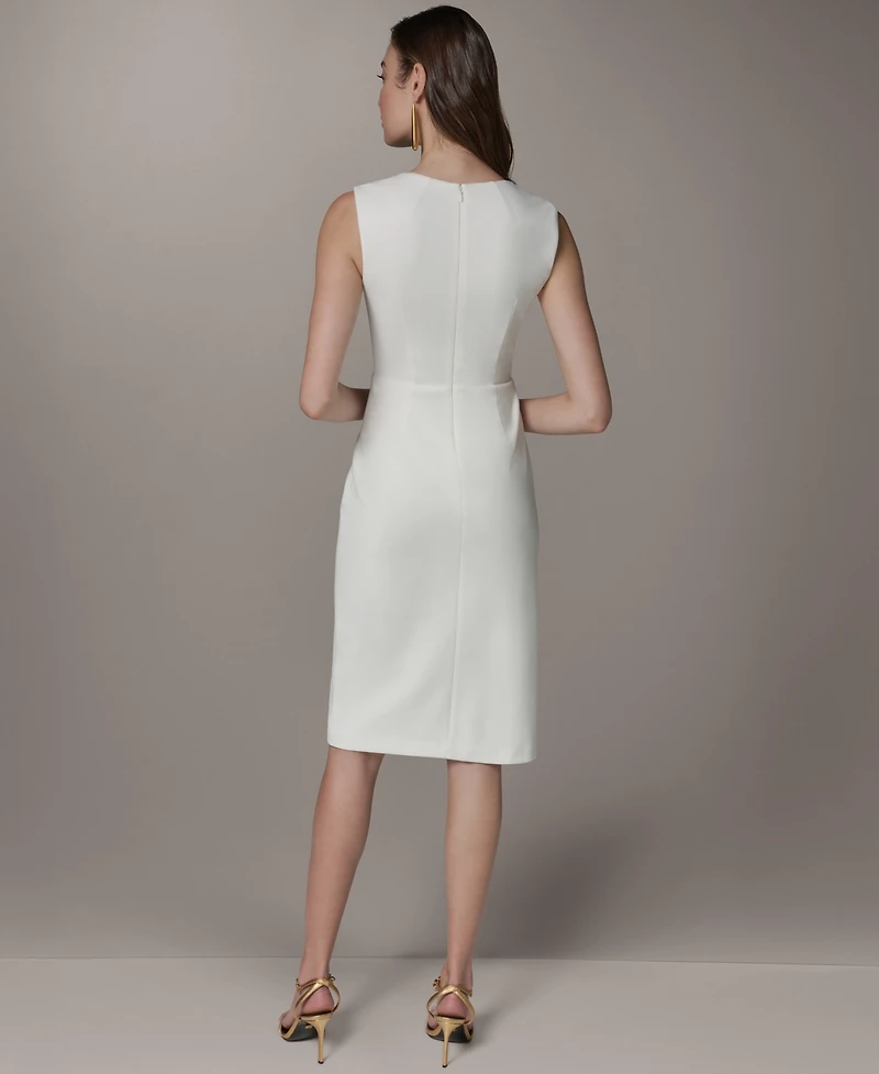 Donna Karan New York Women's Square Neck Sheath Sleeveless Hardware Midi Dress