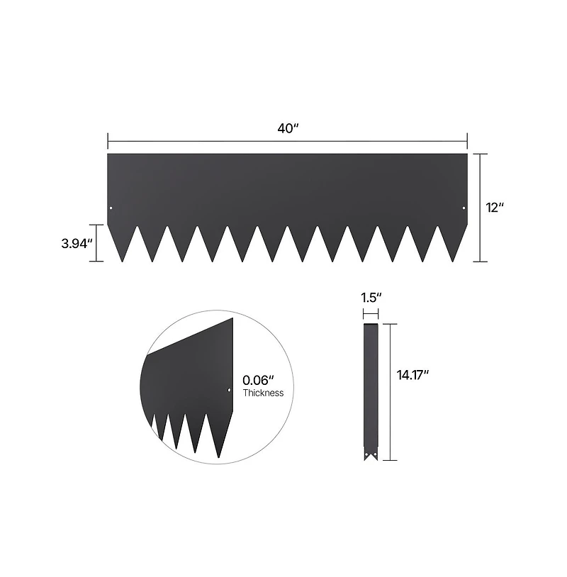 Sugift Steel Landscape Edging 4 Pack 40 x 12 in Rust Resistant Metal