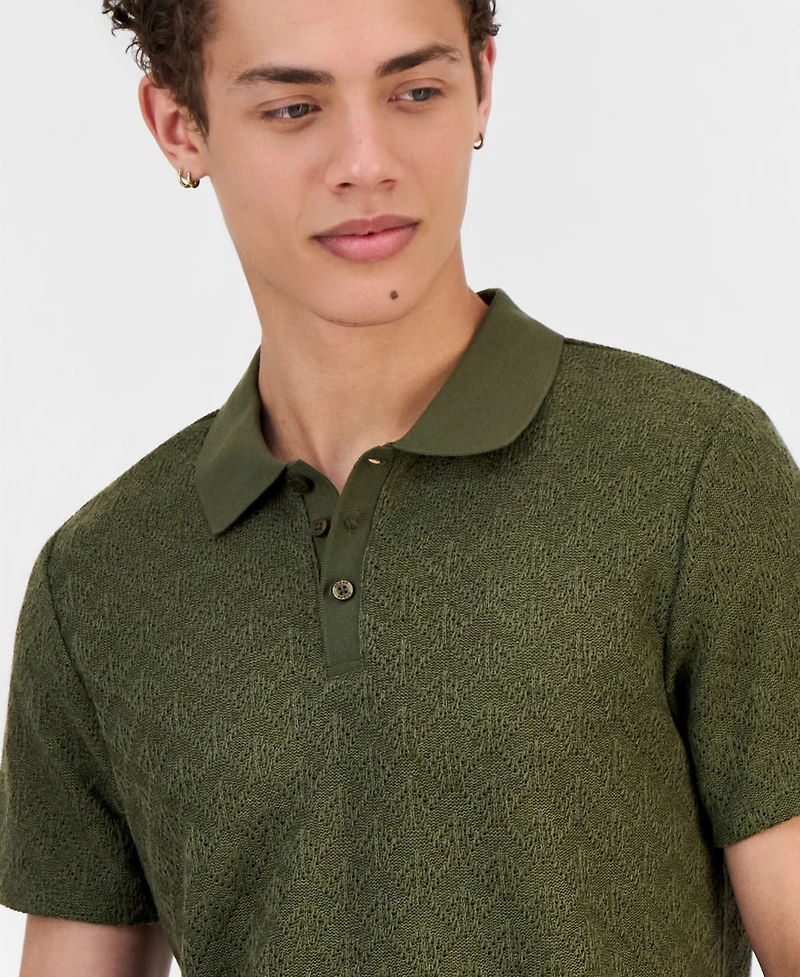 Guess Men's Logan Short Sleeve Knit Polo Shirt